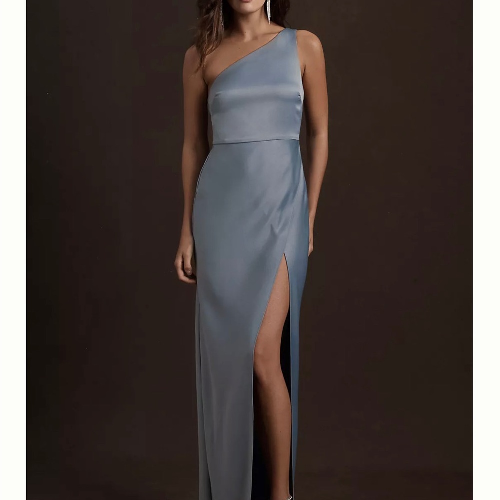 BHLDN Dylan One-Shoulder Satin Side-Slit Gown NEW WOTH TAGS